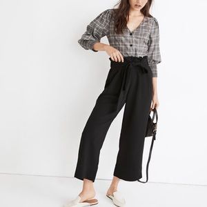 Madewell Tie-Waist Huston Pull-On Crop Pants Black